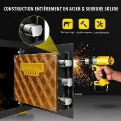 COSTWAY Coffre-fort De Sécurité Électronique Avec Clavier Numérique, 2 Clés,Système D'Alarme,40 X 30 X 31 CM (L X L X H) -Promos Matériel Boutique 52966520 3