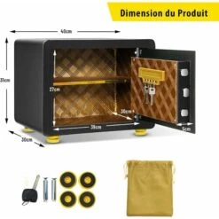 COSTWAY Coffre-fort De Sécurité Électronique Avec Clavier Numérique, 2 Clés,Système D'Alarme,40 X 30 X 31 CM (L X L X H) -Promos Matériel Boutique 52966520 5