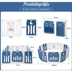 Parc Bébé,Parc XXL, Parc Bébé En Plastique Ecologiques Avec Grille De Protection Pour Parc Pliable à 16 Panneaux, Barrière De Sécurité Portail - Bleu -Promos Matériel Boutique 52968108 4