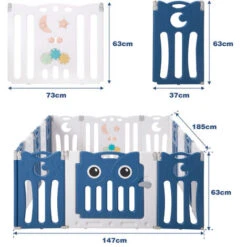 Parc Bébé,Parc XXL, Parc Bébé En Plastique Ecologiques Avec Grille De Protection Pour Parc Pliable à 16 Panneaux, Barrière De Sécurité Portail - Bleu -Promos Matériel Boutique 52968108 5