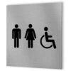 Pictogramme Panneau Signalétique WC Format 20 Cm X 20 Cm En Dibond Aluminium Brossé - Modèle Toilettes TRIO