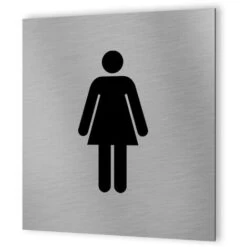 Pictogramme Panneau Signalétique WC Format 20 Cm X 20 Cm En Dibond Aluminium Brossé - Modèle Toilettes Femme