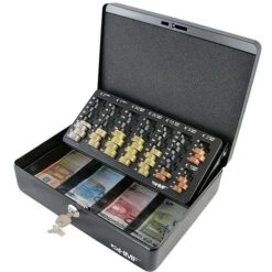 Hmf Geldkassette Mit Euro Münzzählbrett 30x24x9cm Schwarz