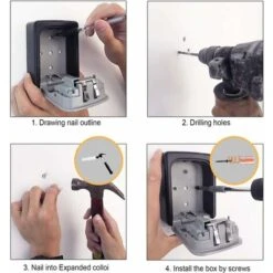 Boîte à Clé Sécurisée, Avec Serrure 4 Chiffres à Code Supérieur Grand Clés Boîte, étanche à L'eau Et à La Rouille,Boite A Clef Mural Pour Une Utilisation En Intérieur Et En Extérieur. -Promos Matériel Boutique 53929700 4