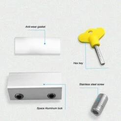 2 Packs Verrou Cale Fenêtre Coulissante Avec Clé Limiteur Cadre Porte Coulissante Réglable En Alliage D'aluminium Sécurité Antivol Pour Sécurité Enfants Pour L'école Dortoir Bureau Domicile-Triomphe -Promos Matériel Boutique 53948335 3