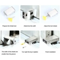 2 Packs Verrou Cale Fenêtre Coulissante Avec Clé Limiteur Cadre Porte Coulissante Réglable En Alliage D'aluminium Sécurité Antivol Pour Sécurité Enfants Pour L'école Dortoir Bureau Domicile-Triomphe -Promos Matériel Boutique 53948335 4