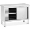 Meuble Bas Inox Table De Travail Armoire Portes Coulissantes 120x50cm 3 Niveaux