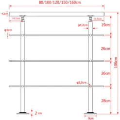 Rampe D’escalier Acier Affiné V2A 3 Tiges 100 Cm Rambarde Main Courante Balustrade -Promos Matériel Boutique 5396404 3