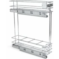 Emuca Porte-bouteilles Latéral Extractible Supra Avec Fermeture Amortie, 150, Chromé, Acier, 1 U