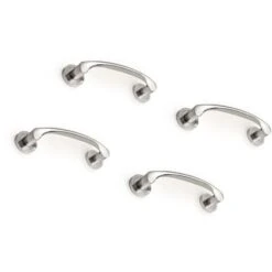 Emuca Poignée Courbée Avec Rosaces Diamètre 50 Mm Pour Portes Coulissantes, Aluminium, Nickel Satiné, 4 Pcs