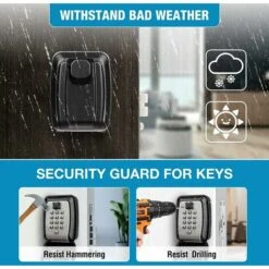 Etanche Boite à Clés Sécurisée Boite à Clefs Murale Coffre Clef Exterieur Boitier Clefs Securise Coffre Fort A Clef Mural Key Safe Box-Partagez L'accès à Vos Clés En Toute Sécurité Noir 121X95X62mm,Ve -Promos Matériel Boutique 54896490 3