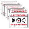 Autocollants Maison Sécurisée & Intervention Immédiate, Lot De 8 Autocollants Dissuasifs. Adhésifs Pour Sécuriser Sa Maison - Adhésif Blanc - 80 X 60 Mm
