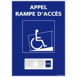 Panneau Appel Rampe D'Accès + Sonnette Sans Fil. Signalisation Handicap. Panneau Appel Pour PMR En PVC 15 X 21 Cm