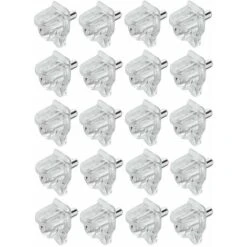 20x Taquet Plastique Transparent à Tenon Acier 3mm Pour Tablette Bois Ou Verre Meuble étagère