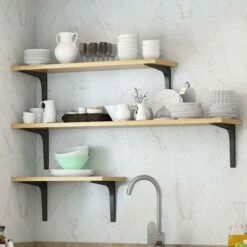 4pcs Triomphe Équerre Pour Étagère Murale Noire Support D’Étagère En Métal Équerre De Fixation Murale Equerre Murale En Forme De L Pour Meubles Décoration Connexion Avec Vis 150 X 125mm -Promos Matériel Boutique 55392591 3