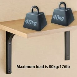 4pcs Triomphe Équerre Pour Étagère Murale Noire Support D’Étagère En Métal Équerre De Fixation Murale Equerre Murale En Forme De L Pour Meubles Décoration Connexion Avec Vis 150 X 125mm -Promos Matériel Boutique 55392591 4