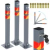 VINGO 3 Kit Poteau De Délimitation 65cm Barrière De Parking Rabattable Bollard à Bétonner