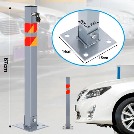 VINGO 3 Kit Poteau De Délimitation 65cm Barrière De Parking Rabattable Bollard à Bétonner 2 VINGO 3 Kit Poteau De Délimitation 65cm Barrière De Parking Rabattable Bollard à Bétonner – Image 2
