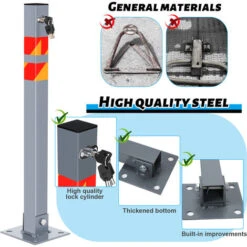 VINGO 3 Kit Poteau De Délimitation 65cm Barrière De Parking Rabattable Bollard à Bétonner 8 VINGO 3 Kit Poteau De Délimitation 65cm Barrière De Parking Rabattable Bollard à Bétonner -Promos Matériel Boutique 55433159 4