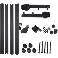 183cm/6FT Kit De Quincaillerie Pour Porte Coulissante Système De Rail Suspendu Pour Porte Grange Coulissante -Promos Matériel Boutique 55453006 5