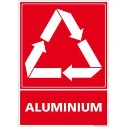 Panneau Recyclage ALUMINIUM, Tri Sélectif Des Déchets Alu. Recyclage En Déchetterie. Autocollant, PVC Ou Alu, Au Choix - Adhésif - 75 X 105 Mm