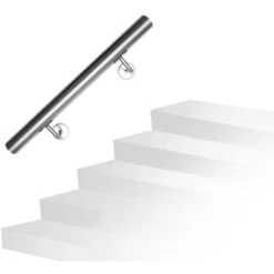 Randaco Main Courante En Acier Inoxydable Rampe D'escalier Support Mural Dispositif De Fixation Escaliers Acier Affiné 50cm