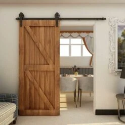 STOEX Quincaillerie Kit De Rail Roulettes Pour Porte Coulissante Hardware Ensemble Industriel Pour Simple Porte Suspendue En Bois Sliding Barn Door - 1.5M/5FT -Promos Matériel Boutique 56480646 5