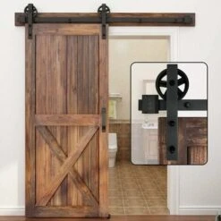 STOEX Quincaillerie Kit De Rail Roulettes Pour Porte Coulissante Hardware Ensemble Industriel Pour Simple Porte Suspendue En Bois Sliding Barn Door - 1.8M/6FT 7 STOEX Quincaillerie Kit De Rail Roulettes Pour Porte Coulissante Hardware Ensemble Industriel Pour Simple Porte Suspendue En Bois Sliding Barn Door - 1.8M/6FT -Promos Matériel Boutique 56480650 3