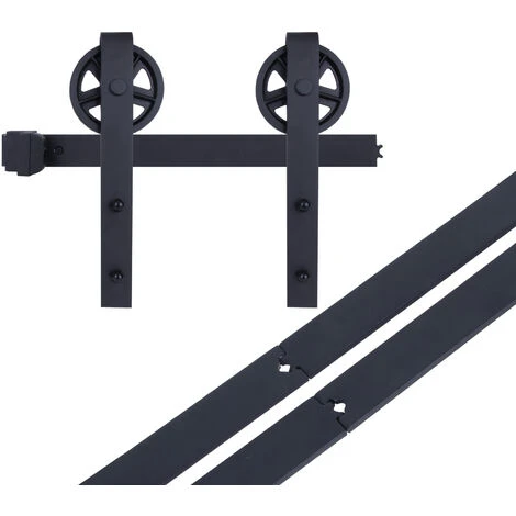STOEX Quincaillerie Kit De Rail Roulettes Pour Porte Coulissante Hardware Ensemble Industriel Pour Simple Porte Suspendue En Bois Sliding Barn Door - 1.8M/6FT 4 STOEX Quincaillerie Kit De Rail Roulettes Pour Porte Coulissante Hardware Ensemble Industriel Pour Simple Porte Suspendue En Bois Sliding Barn Door - 1.8M/6FT – Image 4