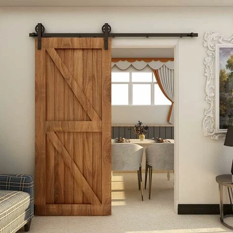 STOEX Quincaillerie Kit De Rail Roulettes Pour Porte Coulissante Hardware Ensemble Industriel Pour Simple Porte Suspendue En Bois Sliding Barn Door - 1.8M/6FT 5 STOEX Quincaillerie Kit De Rail Roulettes Pour Porte Coulissante Hardware Ensemble Industriel Pour Simple Porte Suspendue En Bois Sliding Barn Door - 1.8M/6FT – Image 5