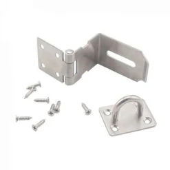 90 Degrés Moraillon De Cadenas Avec Cadenas Et Vis, Moraillon De Loquet De Porte En Acier Inox, Moraillon Cadenas à Angle Droit Indéformable Pour Porte En Bois, Jardin, Fenêtres, Armoires, Garage LO-R