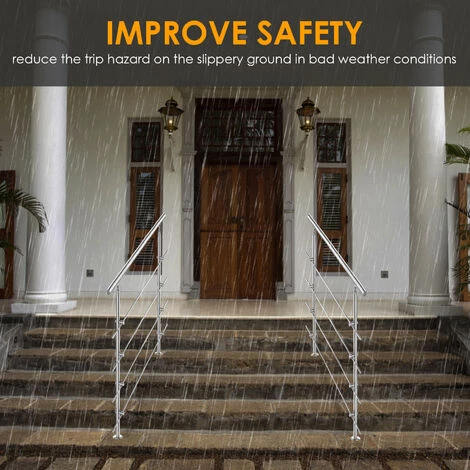 SWANEW Garde-corps De Porte Fenêtre Rampe D'escalier Acier Inoxydable Main Courante Balustrade 100 Cm 0 Crossbars 3 SWANEW Garde-corps De Porte Fenêtre Rampe D'escalier Acier Inoxydable Main Courante Balustrade 100 Cm 0 Crossbars – Image 3