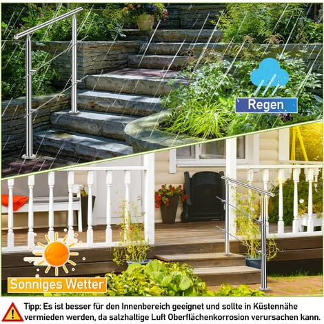 TolleTour Rampe D'escalier Acier Inoxydable Main Courante Balustrade Garde-corps Argenté 100 Cm 0 Crossbars 4 TolleTour Rampe D'escalier Acier Inoxydable Main Courante Balustrade Garde-corps Argenté 100 Cm 0 Crossbars – Image 4