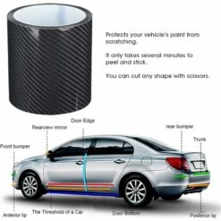 Autocollant Voiture Stickers Fibre De Carbone Film Adhésif Vinyle Auto à L'eau Sans Bulle Imperméable Moto Véhicule Noir (10CMx3M)LO-Ron -Promos Matériel Boutique 57746896 3