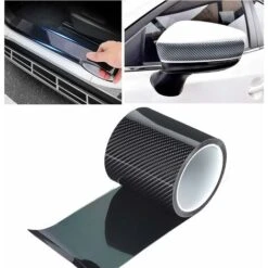 Autocollant Voiture Stickers Fibre De Carbone Film Adhésif Vinyle Auto à L'eau Sans Bulle Imperméable Moto Véhicule Noir (10CMx3M)LO-Ron -Promos Matériel Boutique 57746896 4