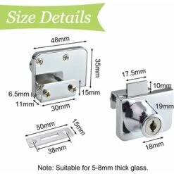 Lot De 2 Verrous De Porte En Verre En Alliage De Zinc Pour Porte De Placard En Verre Avec Clé à Double Ouverture Pour Porte En Verre De 5 à 8 Mm D'épaisseur (argent) -Promos Matériel Boutique 58180315 3