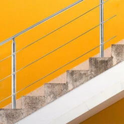 VINGO Rampe D'escalier Acier Inoxydable Main Courante Balustrade Garde-corps Argenté 100 Cm 3 Crossbars