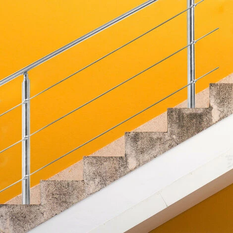 VINGO Rampe D'escalier Acier Inoxydable Main Courante Balustrade Garde-corps Argenté 100 Cm 3 Crossbars 1 VINGO Rampe D'escalier Acier Inoxydable Main Courante Balustrade Garde-corps Argenté 100 Cm 3 Crossbars