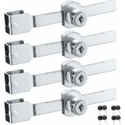 Lot De 4 Verrous De Porte Coulissante En Verre Avec Finition Chromée, Clés Identiques,petites,GU.B/bon