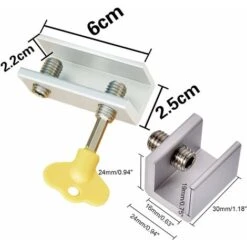 Loquet De Baie Coulissante, 2 PCS Serrure De Fenêtre Coulissante En Alliage D'aluminium Anti-dérapant Serrure De Fenêtre De Sécurité Avec Bloc De Porte Coulissante à Clé Loquet Coulissant Pour Enfants -Promos Matériel Boutique 58575733 4
