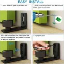 Ajustable Guide De Plancher Mur / Porte Guide Inférieur Pour Porte En Bois Coulissante, Noir -Promos Matériel Boutique 58831812 3