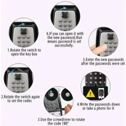 Boîte à Clés Sécurisée, Boîte à Clés Murale En Alliage De Zinc étanche, Boîte à Clé Avec Protection Par Mot De Passe, Boîte à Clé Fixée Au Mur Pour L'école De Garage à Domicile -Promos Matériel Boutique 58831913 4