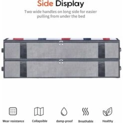 Sac De Rangement Sous Lit Lot De 2, Closet Organizer Sac Souple, Pliable, Pour Ranger Les Vêtements, Couettes, 100 X 50 X 15 Cm, Gris Lin, -Promos Matériel Boutique 59335634 4