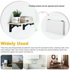 ZOLGINAH 2 Pièces Equerre Rabattable Murale Noir, 400 X170mm Support Console Pliable Equerre, Équerre Pliante Charge Lourde, Supports Équerre Étagère Pliante Pour Garage établi -Promos Matériel Boutique 59344257 5