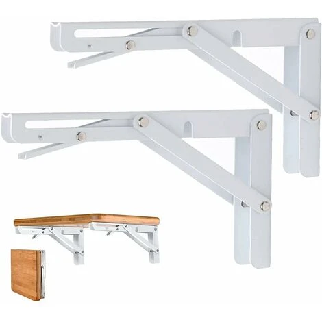 ZOLGINAH Lot De 2 Equerre Etagere 400mm, Support Console Pliable, Acier Inoxydable Equerre Rabattable Murale, 80KG/176lbs Porteur Blanc 1 ZOLGINAH Lot De 2 Equerre Etagere 400mm, Support Console Pliable, Acier Inoxydable Equerre Rabattable Murale, 80KG/176lbs Porteur Blanc