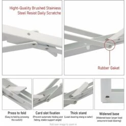 ZOLGINAH Lot De 2 Equerre Etagere 400mm, Support Console Pliable, Acier Inoxydable Equerre Rabattable Murale, 80KG/176lbs Porteur Blanc 7 ZOLGINAH Lot De 2 Equerre Etagere 400mm, Support Console Pliable, Acier Inoxydable Equerre Rabattable Murale, 80KG/176lbs Porteur Blanc -Promos Matériel Boutique 59346120 3