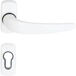 Paire De Poignées De Porte Sur Rosaces KLOSE Besser " STELLUS " + 2 Rosaces Trous Cylindres - Blanches