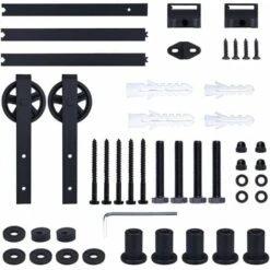 150cm/5FT Kit Quincaillerie De Rail Pour Porte Coulissante Industriel Ensemble Suspendue De Porte De Grange En Acier Au Carbone -Promos Matériel Boutique 59735591 5