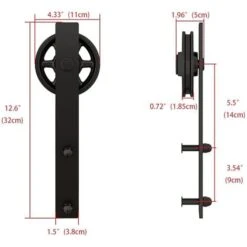 230cm/7,5FT Kit Quincaillerie De Rail Pour Porte Coulissante Industriel Ensemble Suspendue De Porte De Grange En Acier Au Carbone -Promos Matériel Boutique 59735593 3