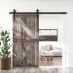 230cm/7,5FT Kit Quincaillerie De Rail Pour Porte Coulissante Industriel Ensemble Suspendue De Porte De Grange En Acier Au Carbone -Promos Matériel Boutique 59735593 4